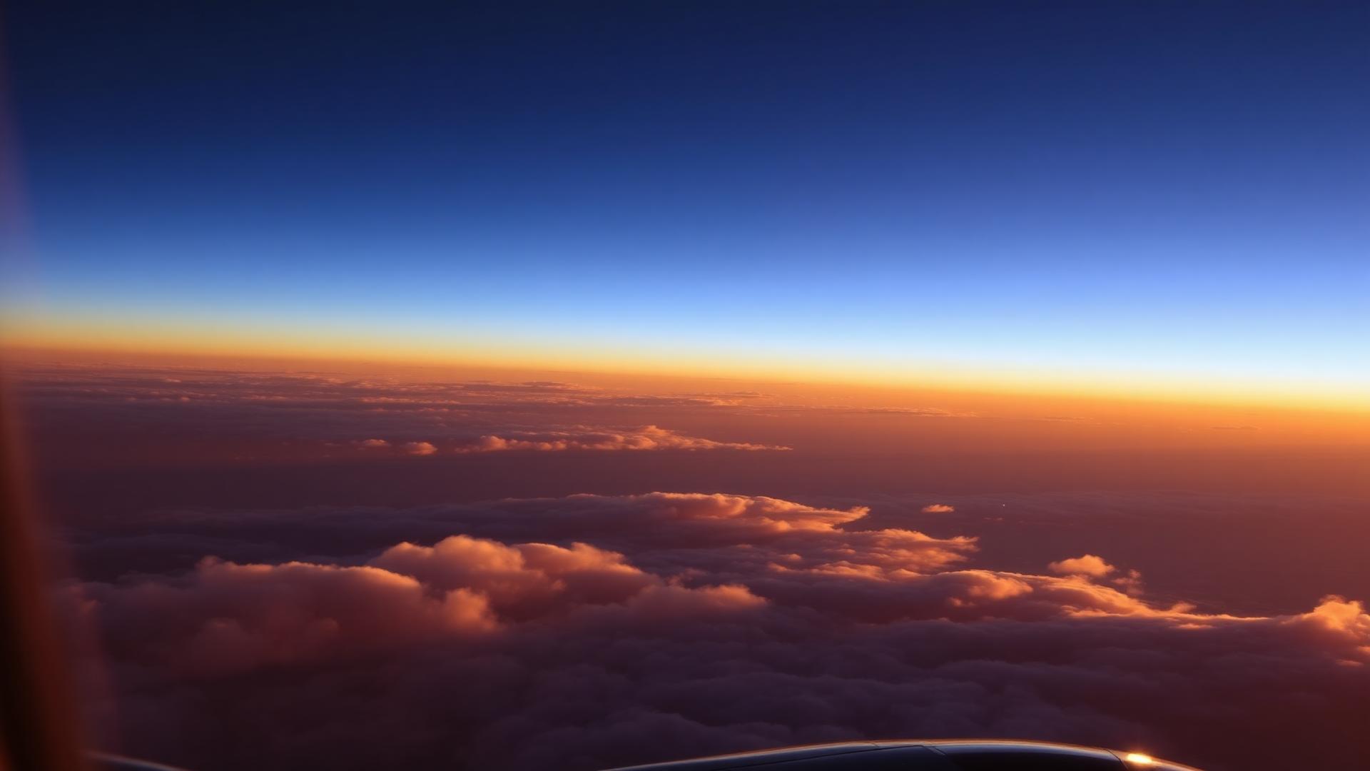 View from an aircraft at golden hour